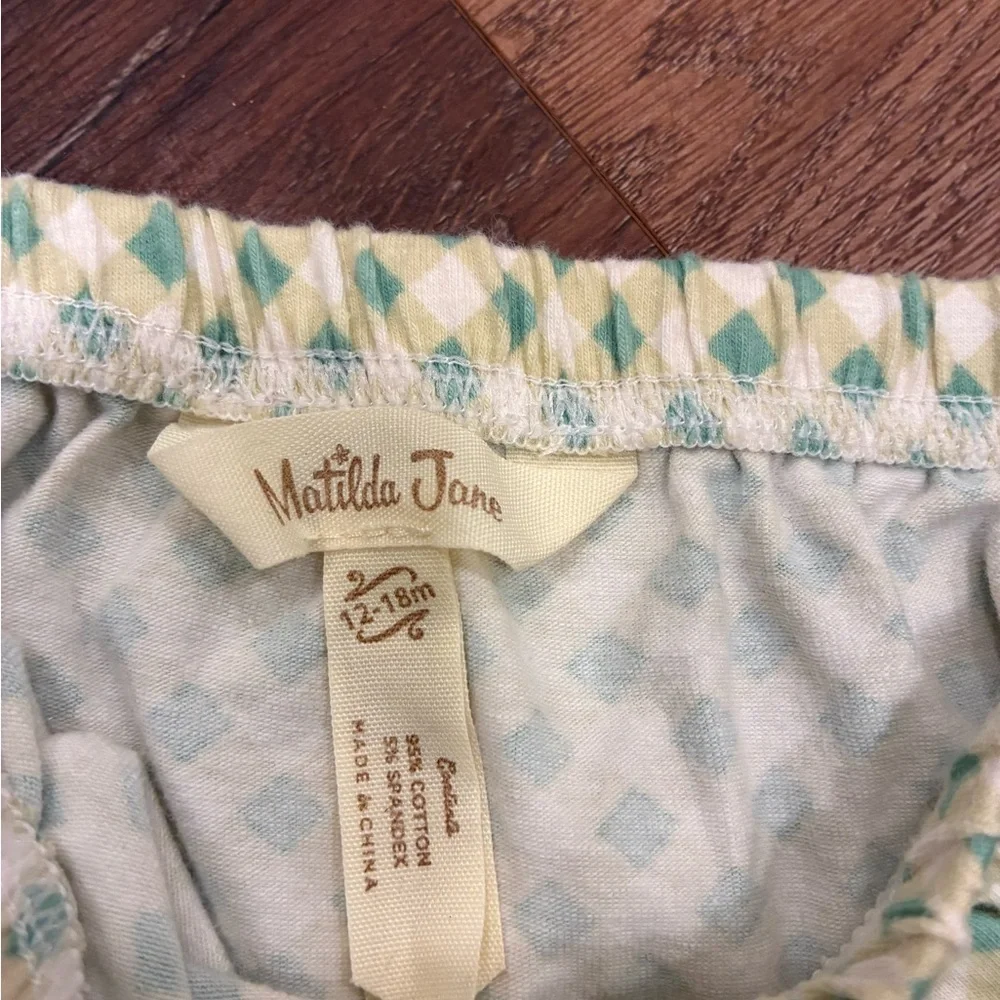 Matilda Jane Green Gingham Plaid Bloomers Diaper Cover Ruffles 12-18m